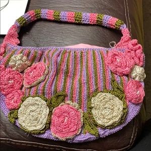Handmade Pink green and purple handbag